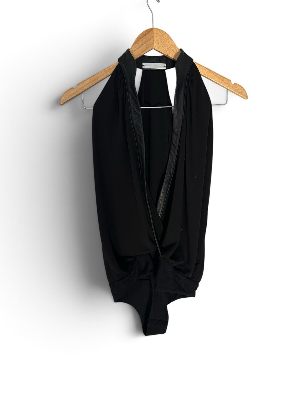 Gomez Gracia plunging leather trim bodysuit 6